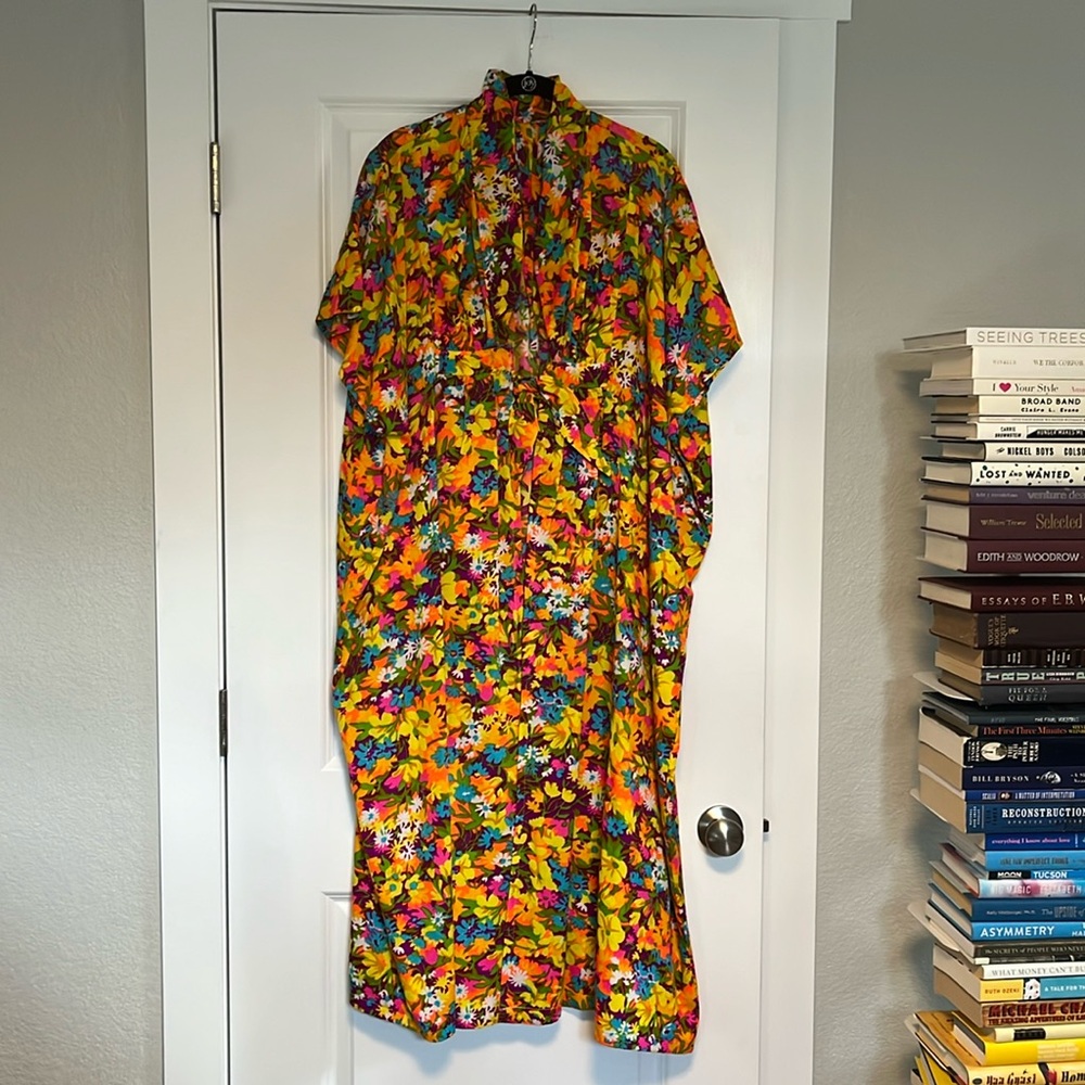 EUC Vintage Handmade Floral Caftan / Mumu / Swim Coverup / Robe
